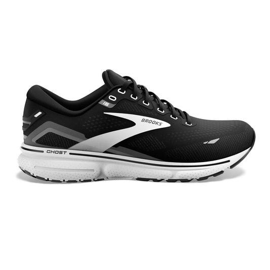 Men's Brooks Ghost 15, Black/Blackened Pearl/White, 9 D Medium
