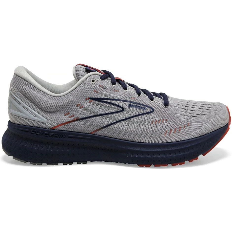 Men's Brooks Glycerin 19, Grey/Alloy/Peacoat, 10 D Medium
