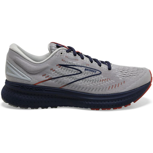 Men's Brooks Glycerin 19, Grey/Alloy/Peacoat, 10 D Medium