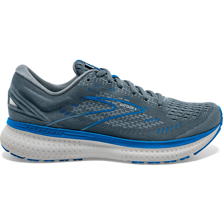 Men's Brooks Glycerin 19, Quarry/Grey/Dark Blue, 12.5 D Medium