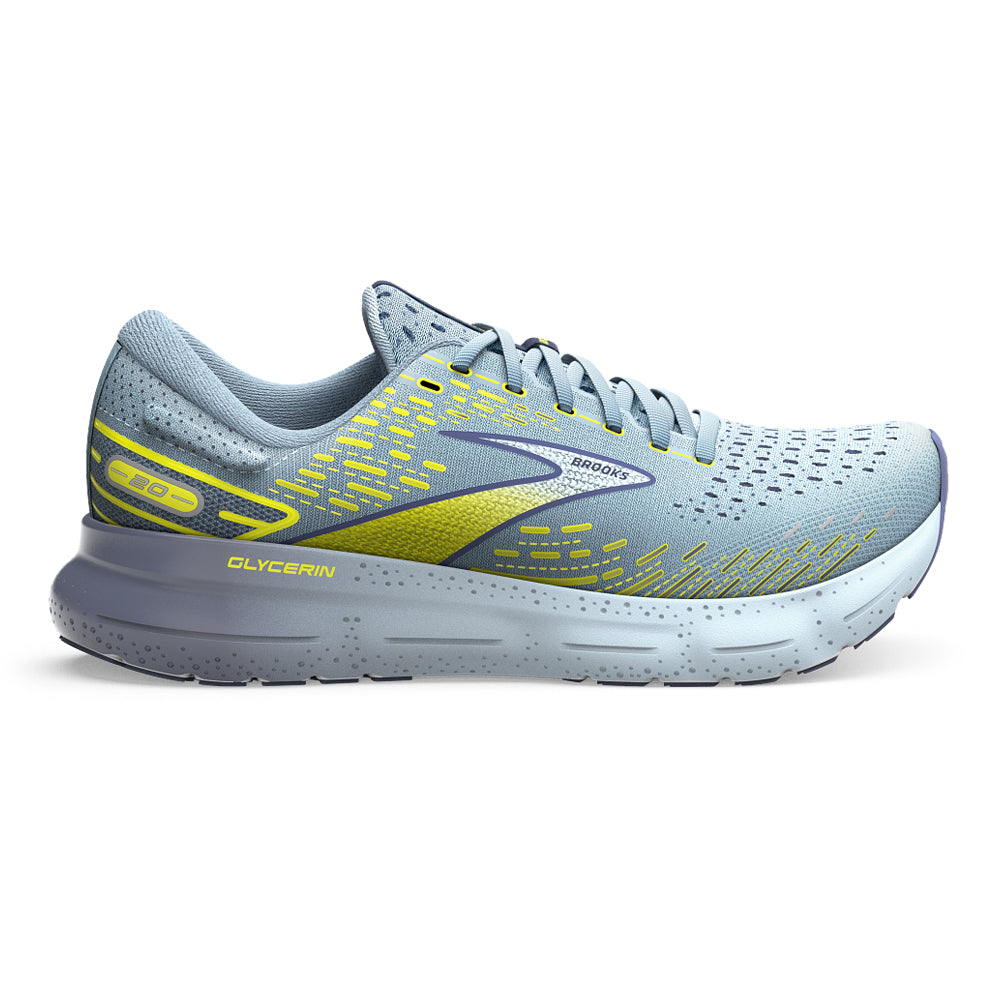 Men's Brooks Glycerin 20, Blue/Crown Blue/Sulphur, 12 D Medium