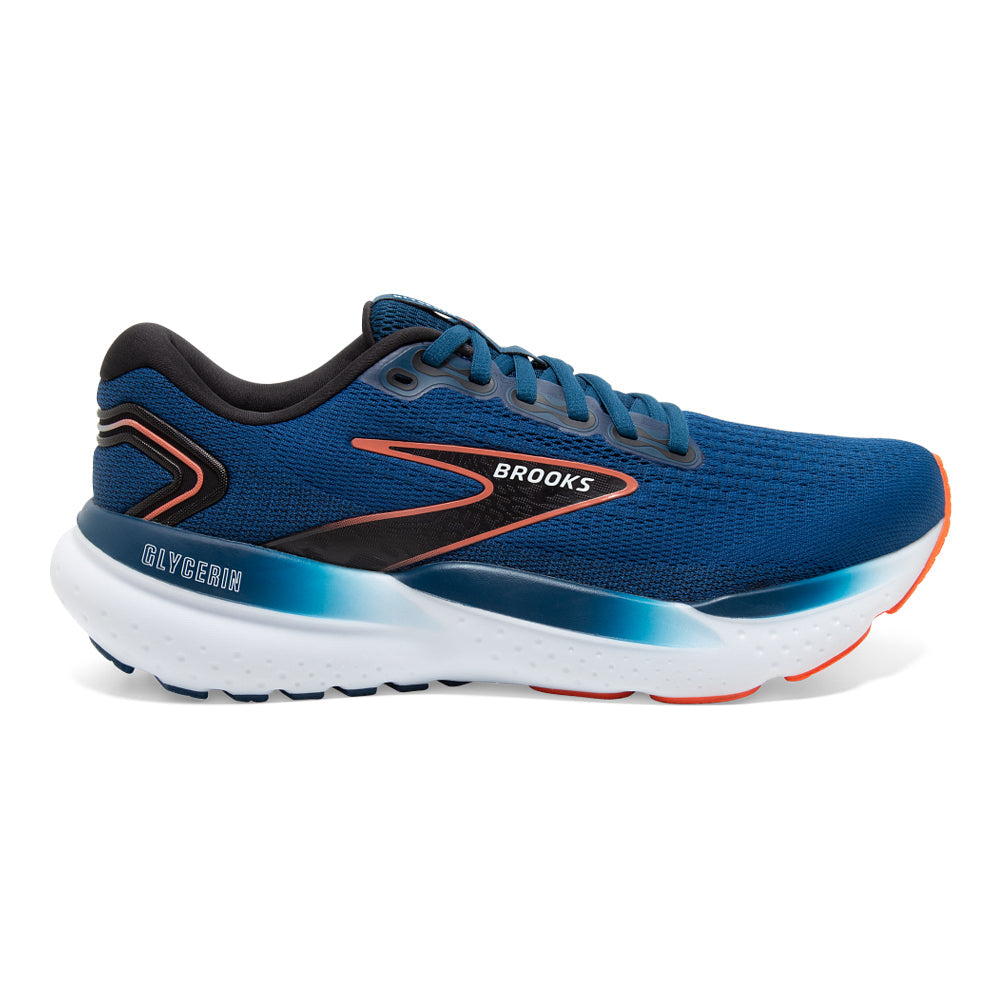 Men's Brooks Glycerin 21, Blue Opal/Black/Nasturtium, 9.5 2E Wide