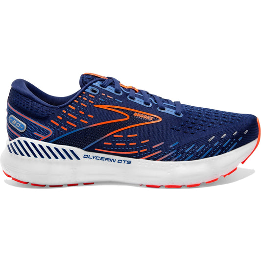 Men's Brooks Glycerin GTS 20, Blue Depths/Palace Blue/Orange, 12 D Medium