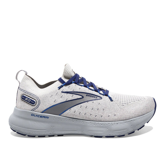 Men's Brooks Glycerin StealthFit 20, Oyster/Alloy/Blue Depths, 9.5 D Medium