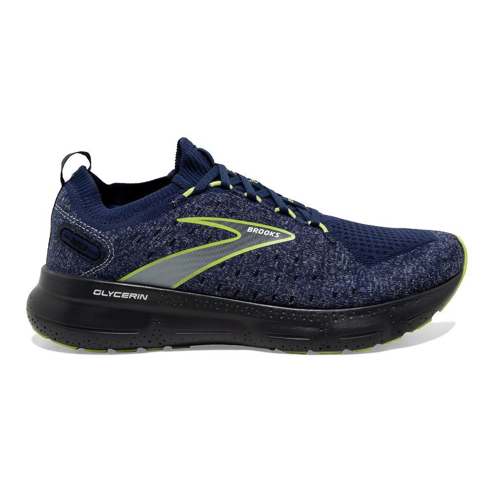 Men's Brooks Glycerin StealthFit 20, Blue/Ebony/Lime, 12.5 D Medium