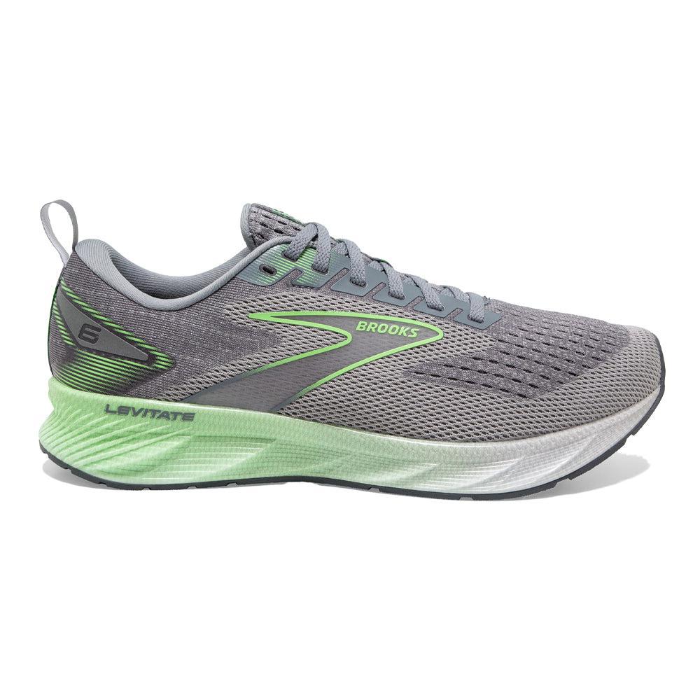 Men's Brooks Levitate 6, Primer Grey/Neon Green, 11 D Medium