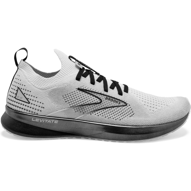 Men's Brooks Levitate Stealthfit 5, White/Grey/Black, 11.5 D Medium