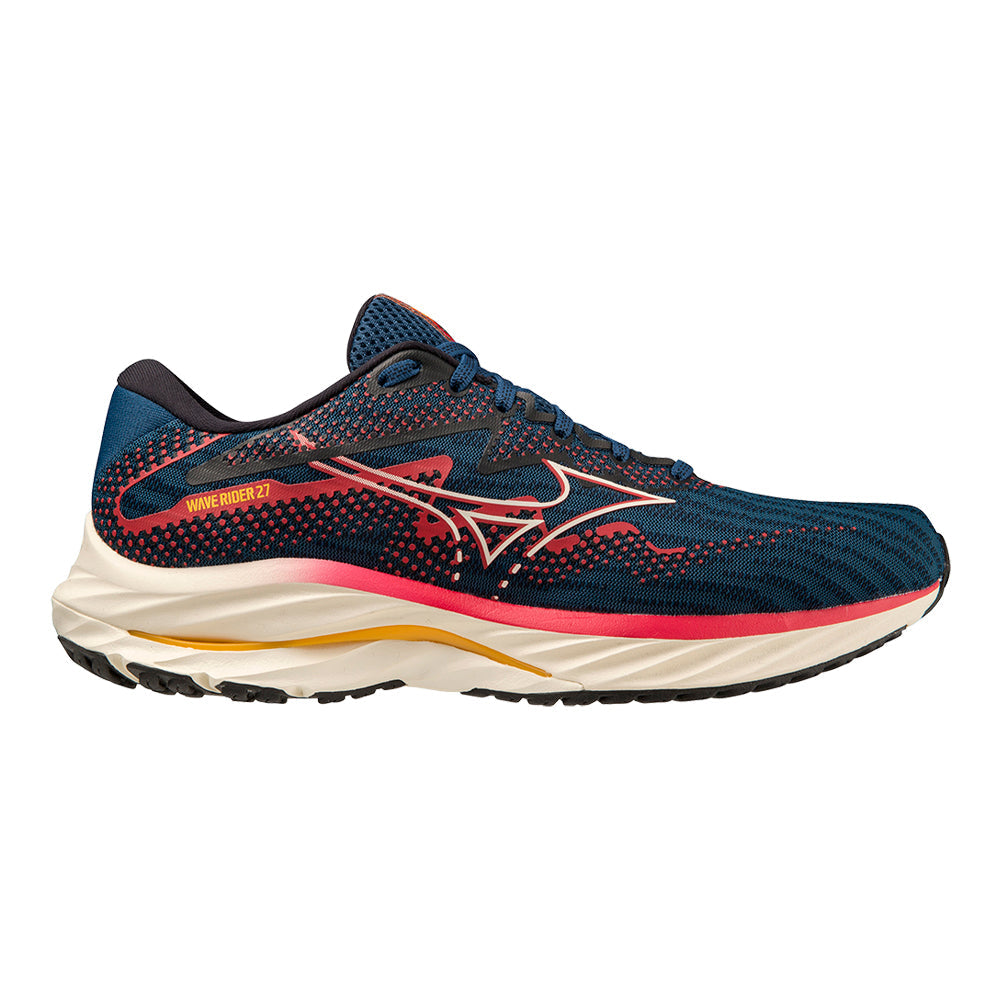 Men's Mizuno Wave Rider 27, Blue Opal-Papyrus, 8 D Medium