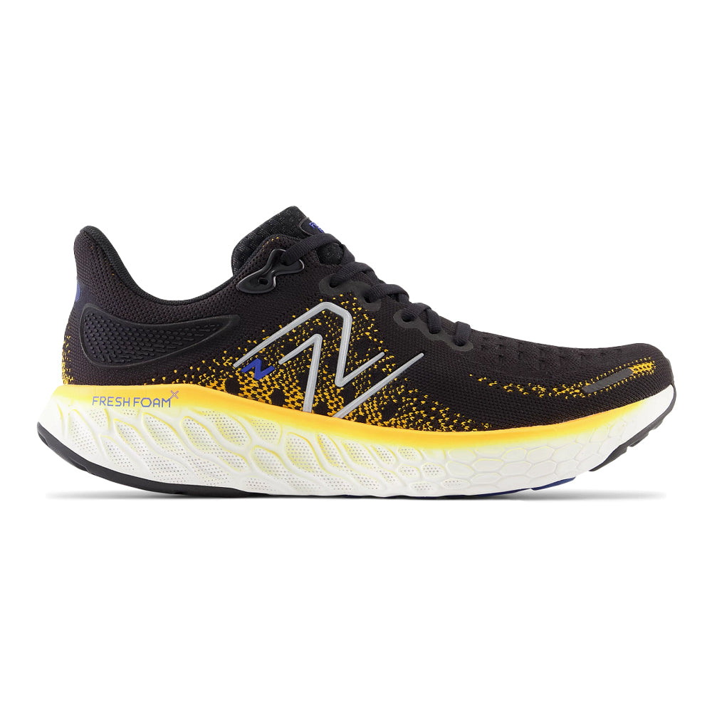 Men's New Balance Fresh Foam X 1080v12, Black/Hot Marigold, 12 D Medium