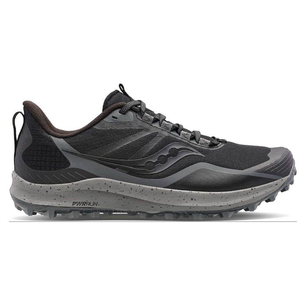 Men's Saucony Peregrine 12, Black/Charcoal, 9 D Medium