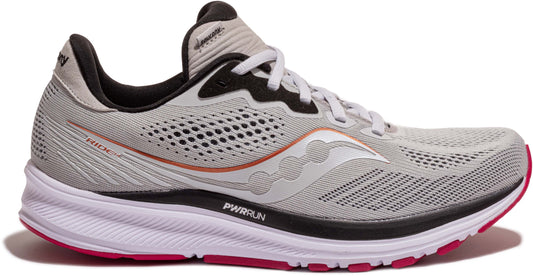 Women's Saucony Ride 14, Fog/Cherry, 7 B Medium