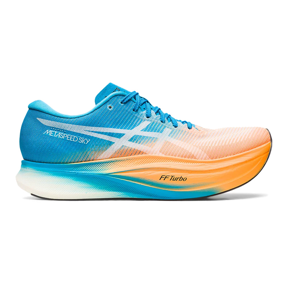 Women's Asics Metaspeed Sky+, Orange Pop/Island Blue, 10 B Medium