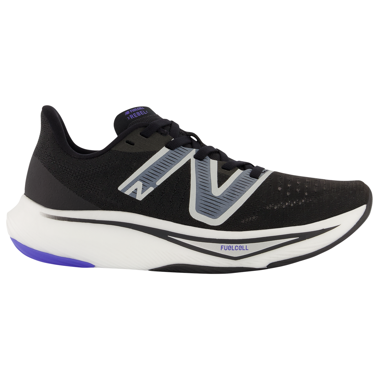 Women's New Balance FuelCell Rebel v3, Black/Aura/Vibrant Spring Glo, 7.5 B Medium