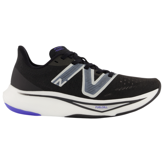 Women's New Balance FuelCell Rebel v3, Black/Aura/Vibrant Spring Glo, 7.5 B Medium