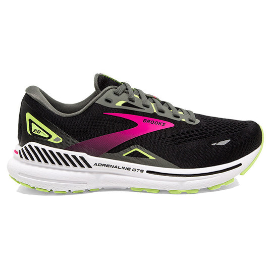 Women's Brooks Adrenaline GTS 23, Black/Gunmetal/Sharp Green, 10.5 D Wide