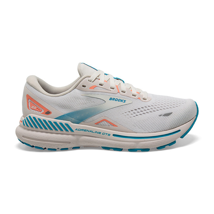 Women's Brooks Adrenaline GTS 23, Coconut/Papaya/Blue, 9 B Medium