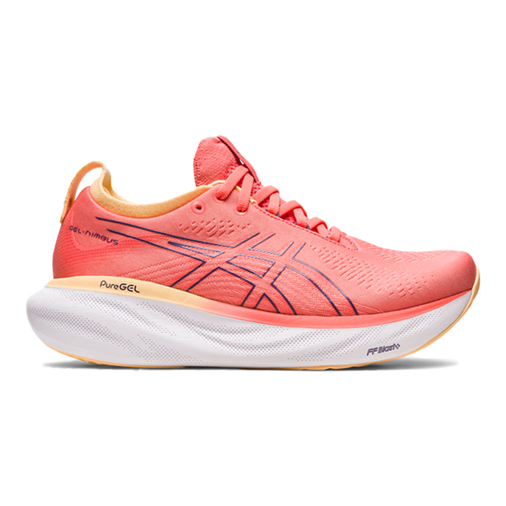 Women's Asics Gel-Nimbus 25, PAPAYA/DUSTY PURPLE, 10 B Medium