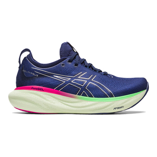 Women's Asics Gel-Nimbus 25, Indigo Blue/Pure Silver, 9 B Medium