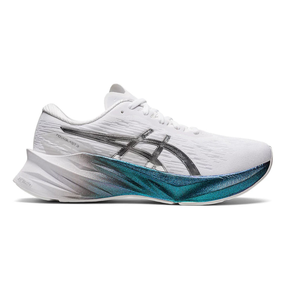 Women's Asics Novablast 3 Platinum, White/Pure Silver, 9.5 B Medium