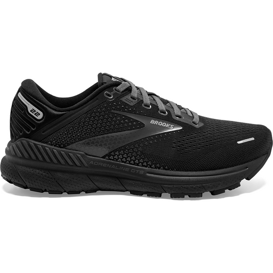 Women's Brooks Adrenaline GTS 22, Black/Black/Ebony, 11.5 B Medium