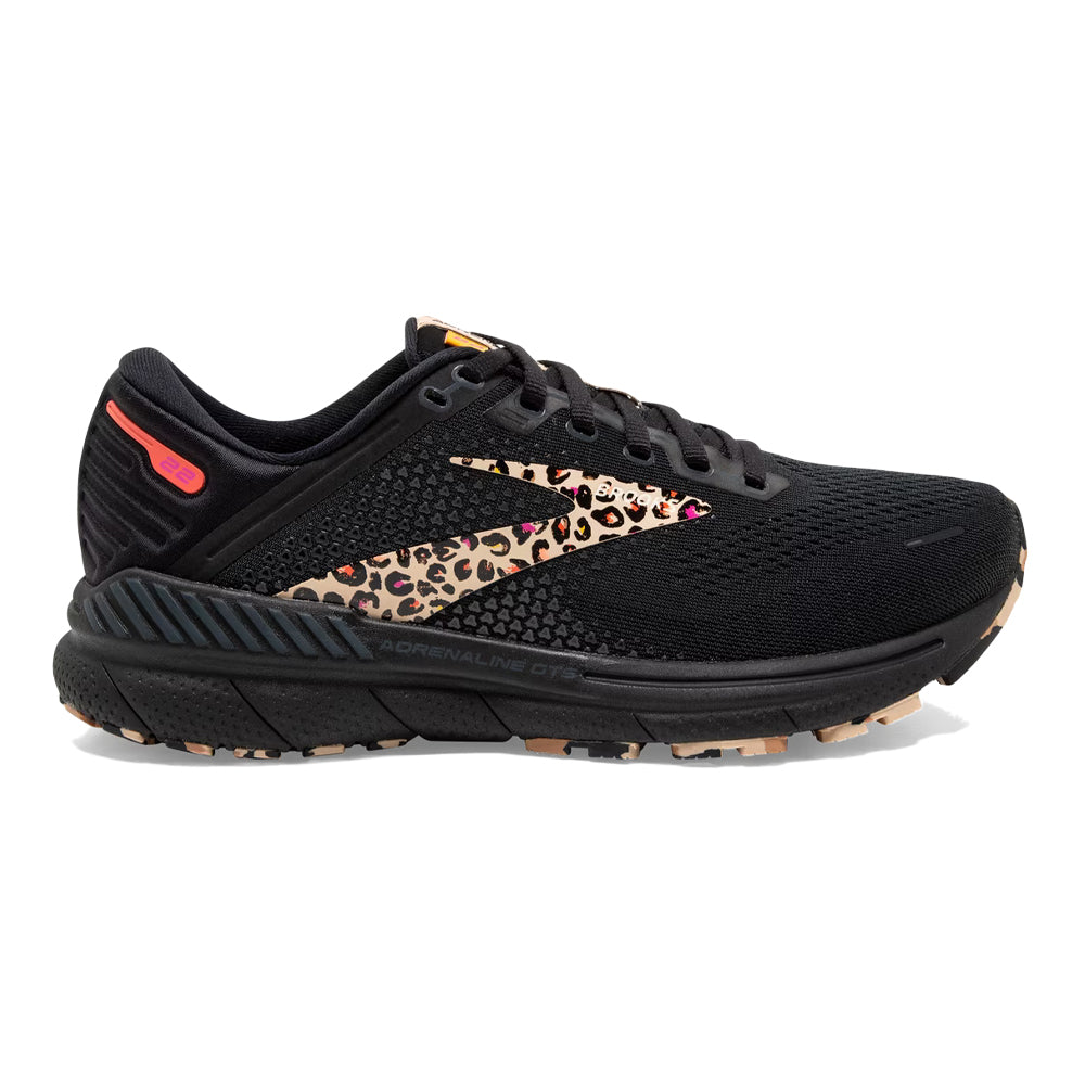 Women's Brooks Adrenaline GTS 22, Black/Ebony/Citrus, 9 B Medium