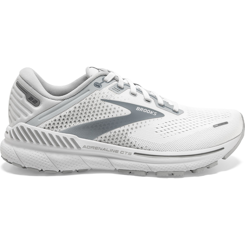 Women's Brooks Adrenaline GTS 22, White/Oyster/Primer Grey, 9.5 B Medium