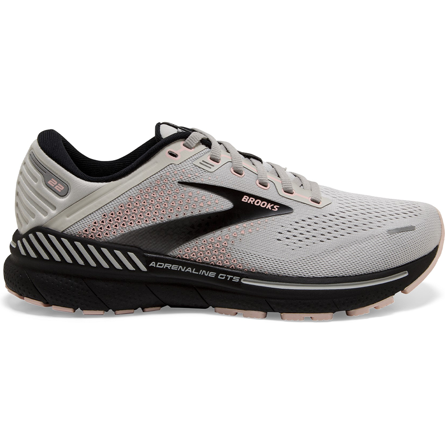 Women's Brooks Adrenaline GTS 22, Grey/Rose/Black, 11.5 B Medium