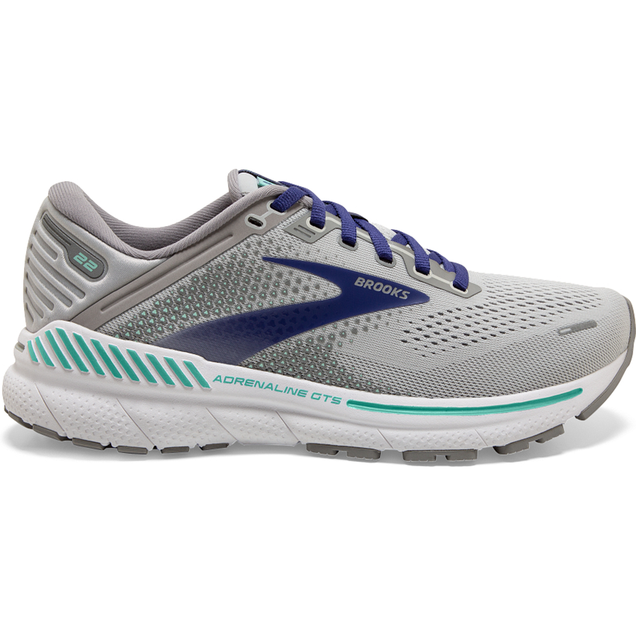 Women's Brooks Adrenaline GTS 22, Alloy/Blue/Green, 9.5 2E Extra Wide