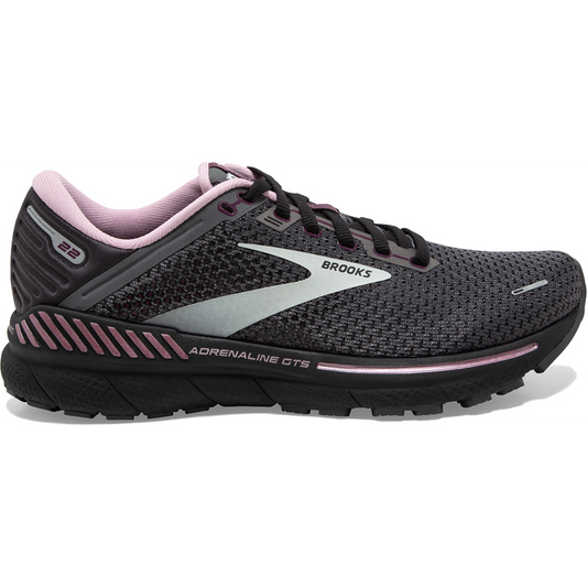 Women's Brooks Adrenaline GTS 22, Pearl/Black/Metallic, 9 D Wide