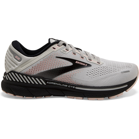 Women's Brooks Adrenaline GTS 22, Grey/Rose/Black, 6.5 D Wide