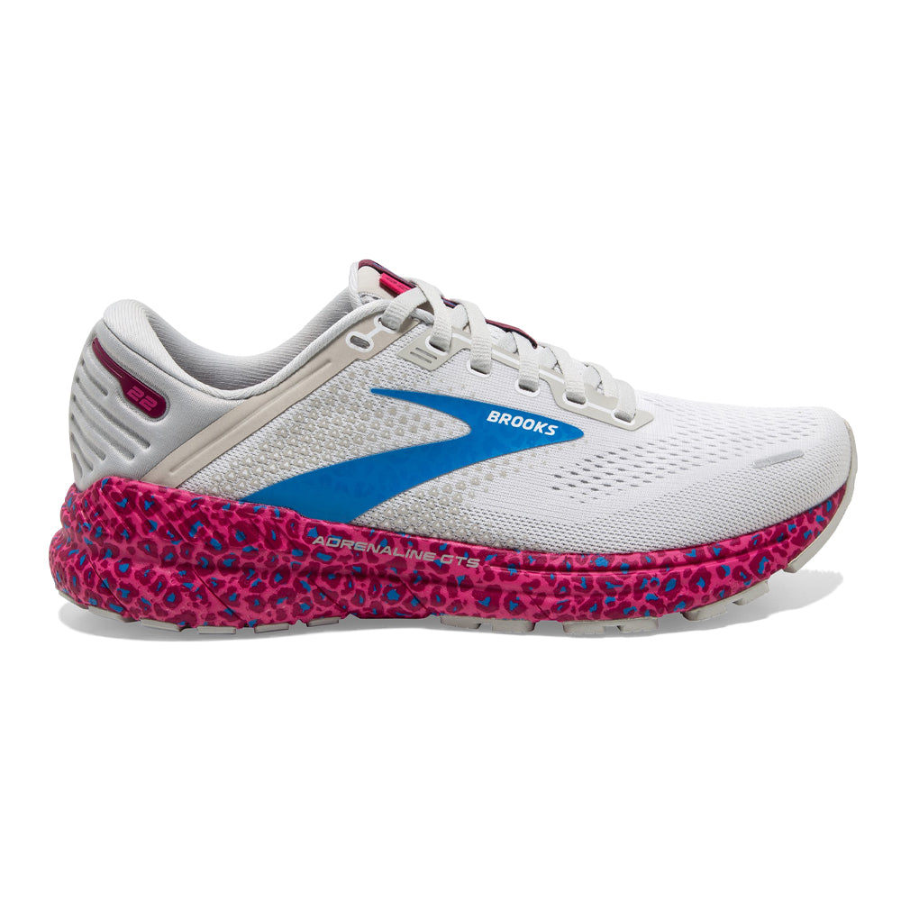 Women's Brooks Adrenaline GTS 22, White/Oyster/Brilliant, 8 B Medium