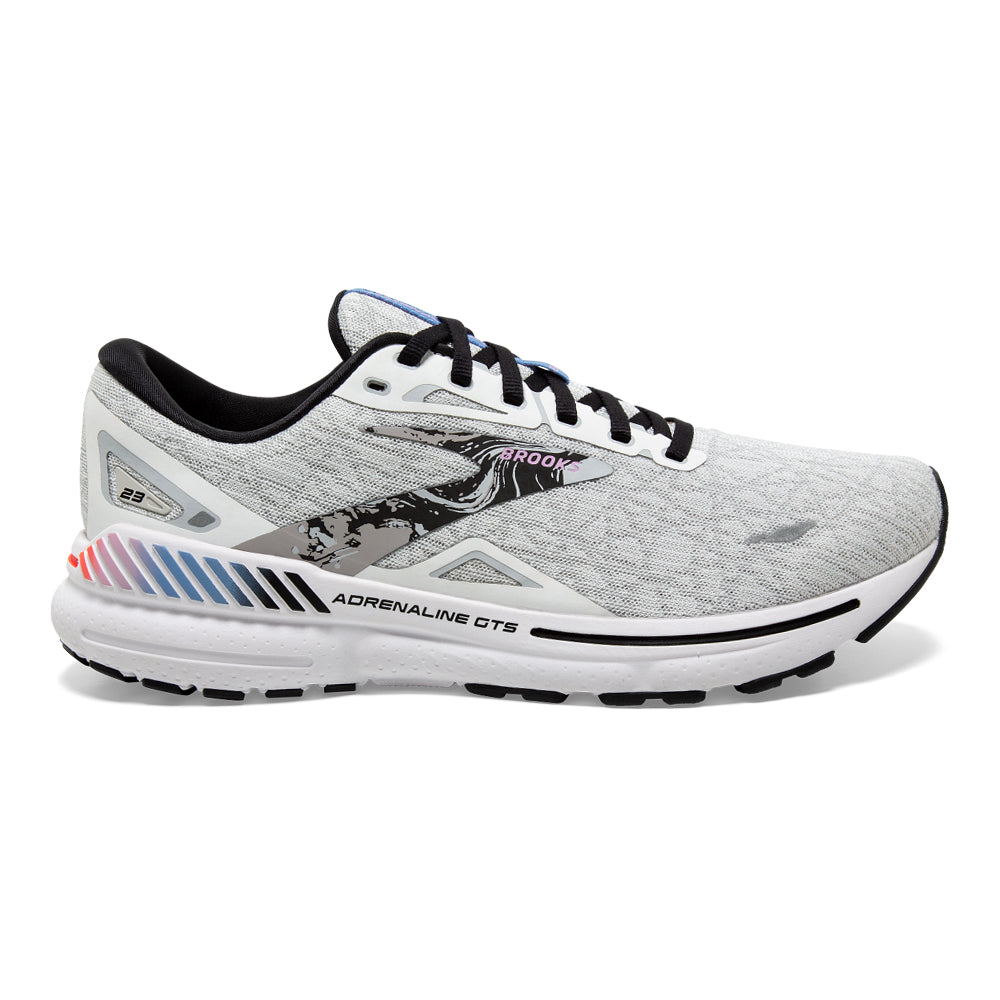 Women's Brooks Adrenaline GTS 23, White/Black/Orchid Bouquet, 7.5 B Medium