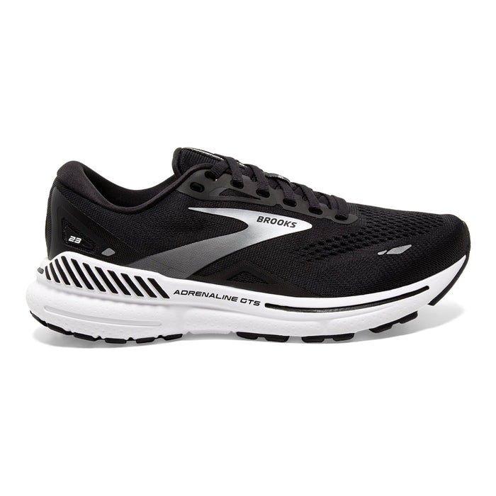 Women's Brooks Adrenaline GTS 23, Black/White/Silver, 6.5 D Wide