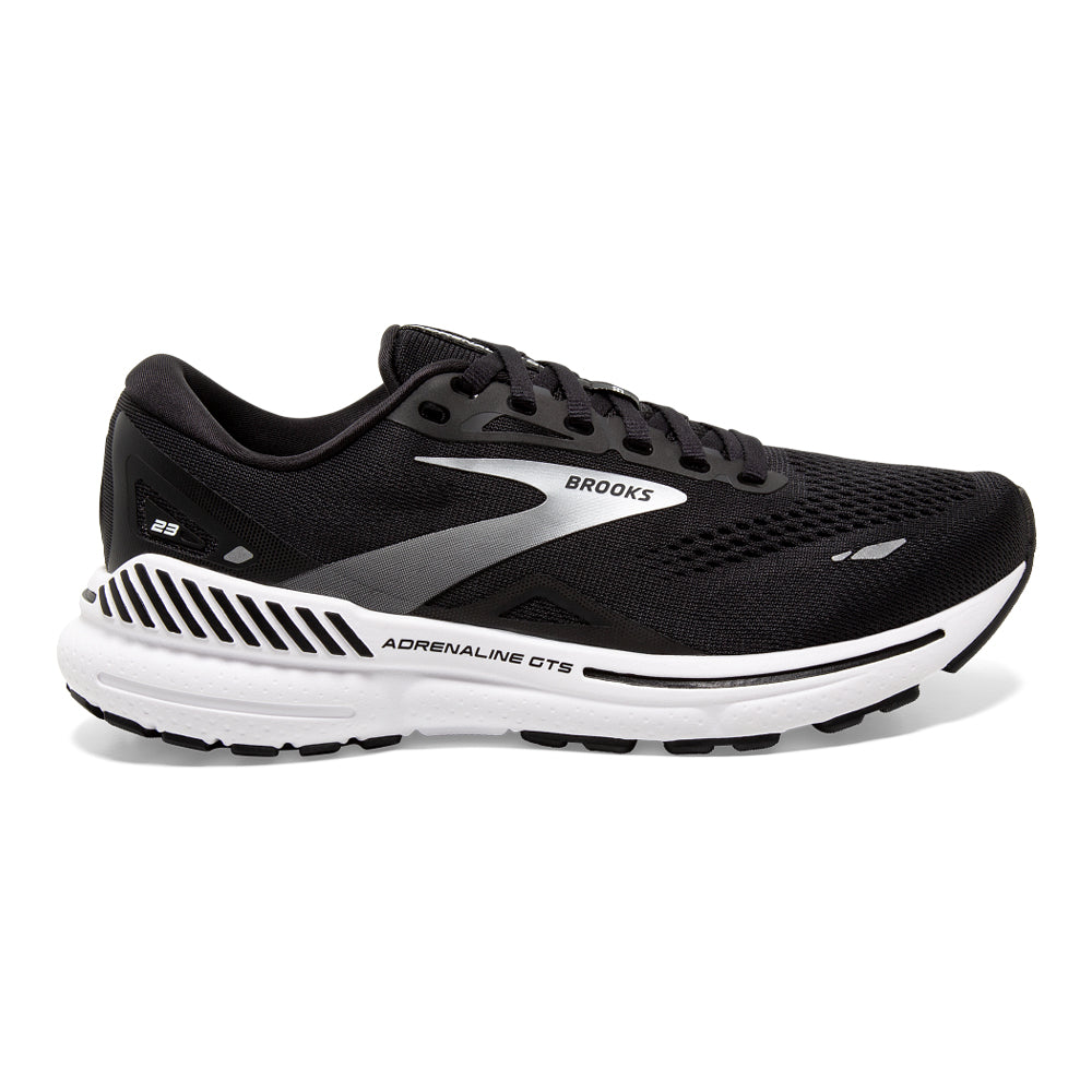 Women's Brooks Adrenaline GTS 23, Black/White/Silver, 7 B Medium