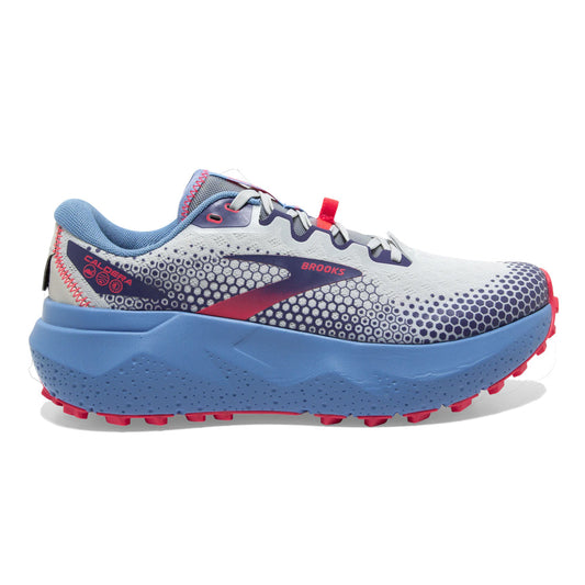 Women's Brooks Caldera 6, Oyster/Blissful Blue/Pink, 10 B Medium