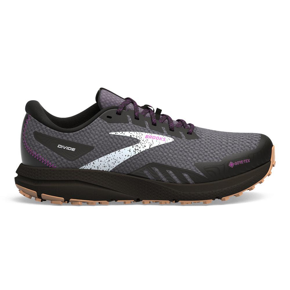 Women's Brooks Divide 4 GTX, Black/Blackened Pearl/Purple, 8.5 B Medium