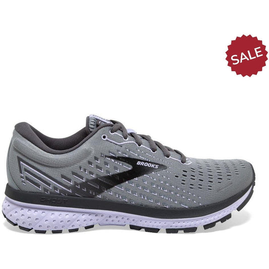 Women's Brooks Ghost 13, Grey/Blackened Pearl/Purple, 11 Medium