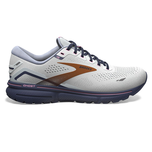 Women's Brooks Ghost 15, Spa Blue/Neo Pink/ Copper, 7 D Wide