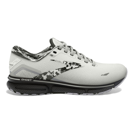 Women's Brooks Ghost 15, White/Ebony/Oyster, 8 B Medium