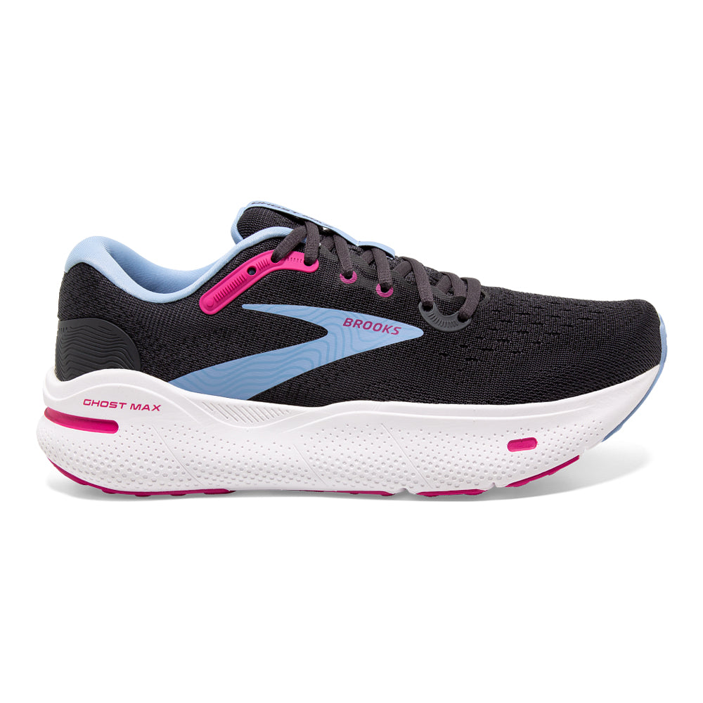 Women's Brooks Ghost Max, Ebony/Open Air/Lilac Rose, 12 B Medium