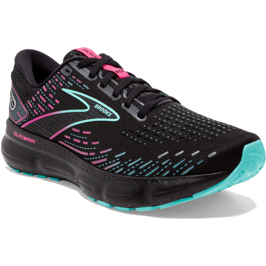 Women's Brooks Glycerin 20, Black/Blue Light/Pink, 5.5 B Medium