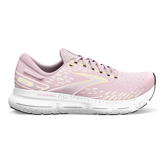 Women's Brooks Glycerin 20, Pink/Yellow/White, 7 B Medium