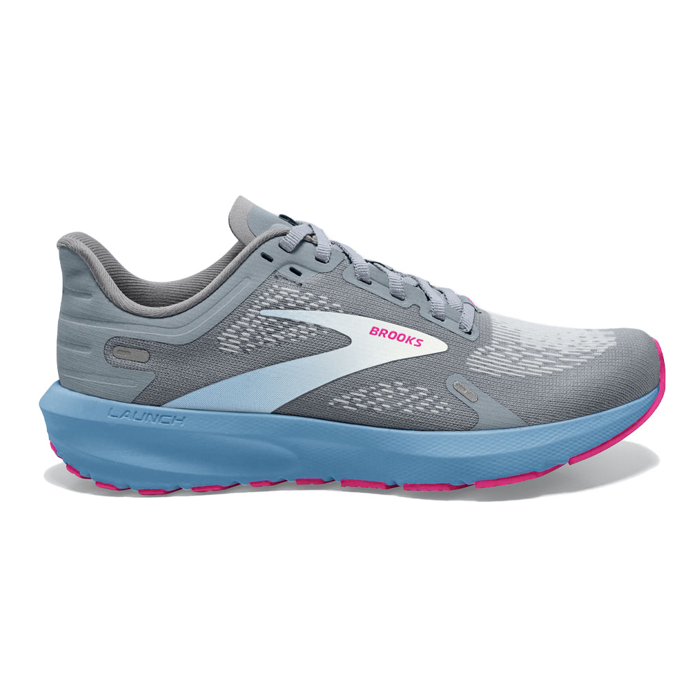 Women's Brooks Launch 9, Grey/Blue/Pink, 7 B Medium
