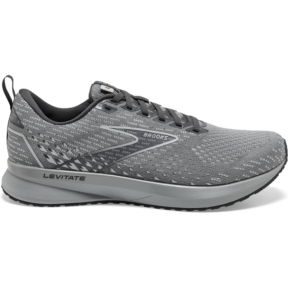 Women's Brooks Levitate 5, Grey/Oyster/Blackened Pearl, 9 Medium