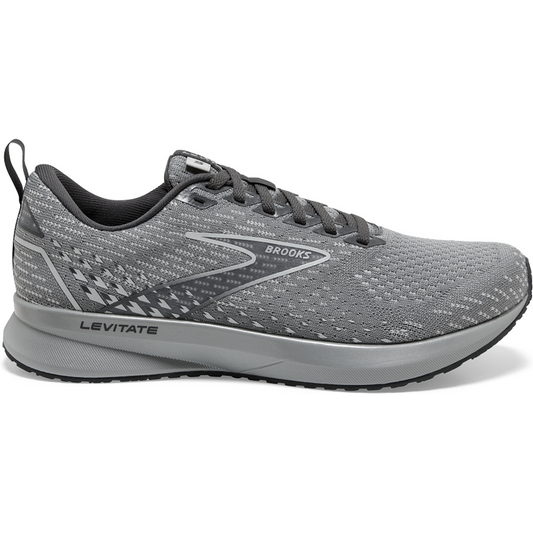 Women's Brooks Levitate 5, Grey/Oyster/Blackened Pearl, 9.5 B Medium