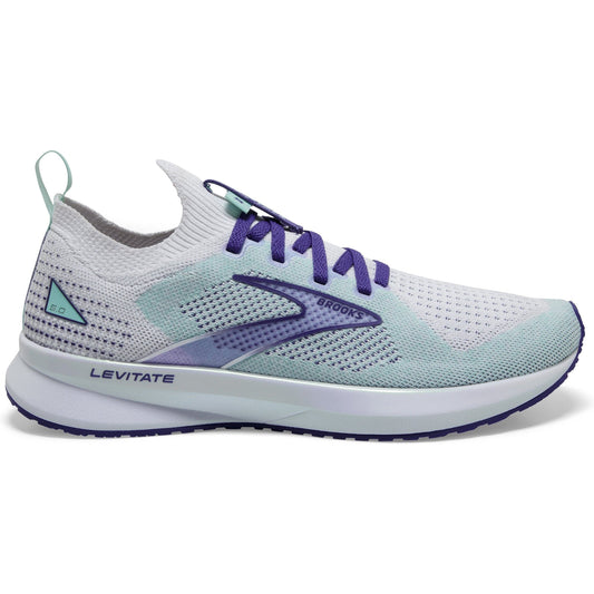 Women's Brooks Levitate Stealthfit 5, Grey/Aqua/Purple, 9.5 B Medium