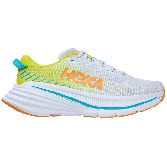 Women's HOKA ONE ONE Bondi X, White/Evening Primrose, 10.5 B Medium