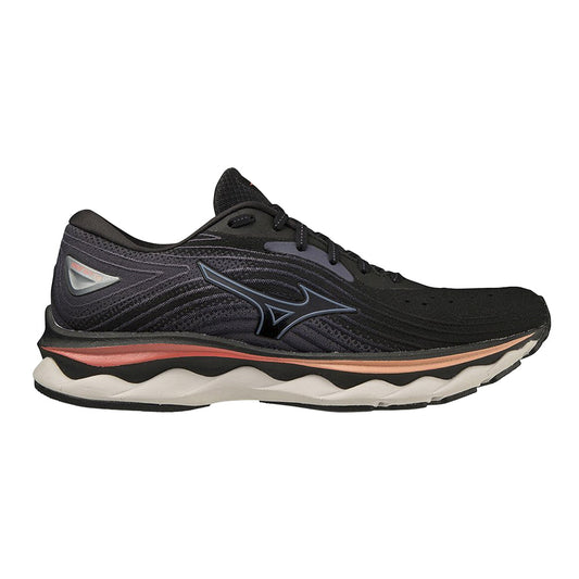 Women's Mizuno Wave Sky 6, Black/Quicksilver, 11 B Medium