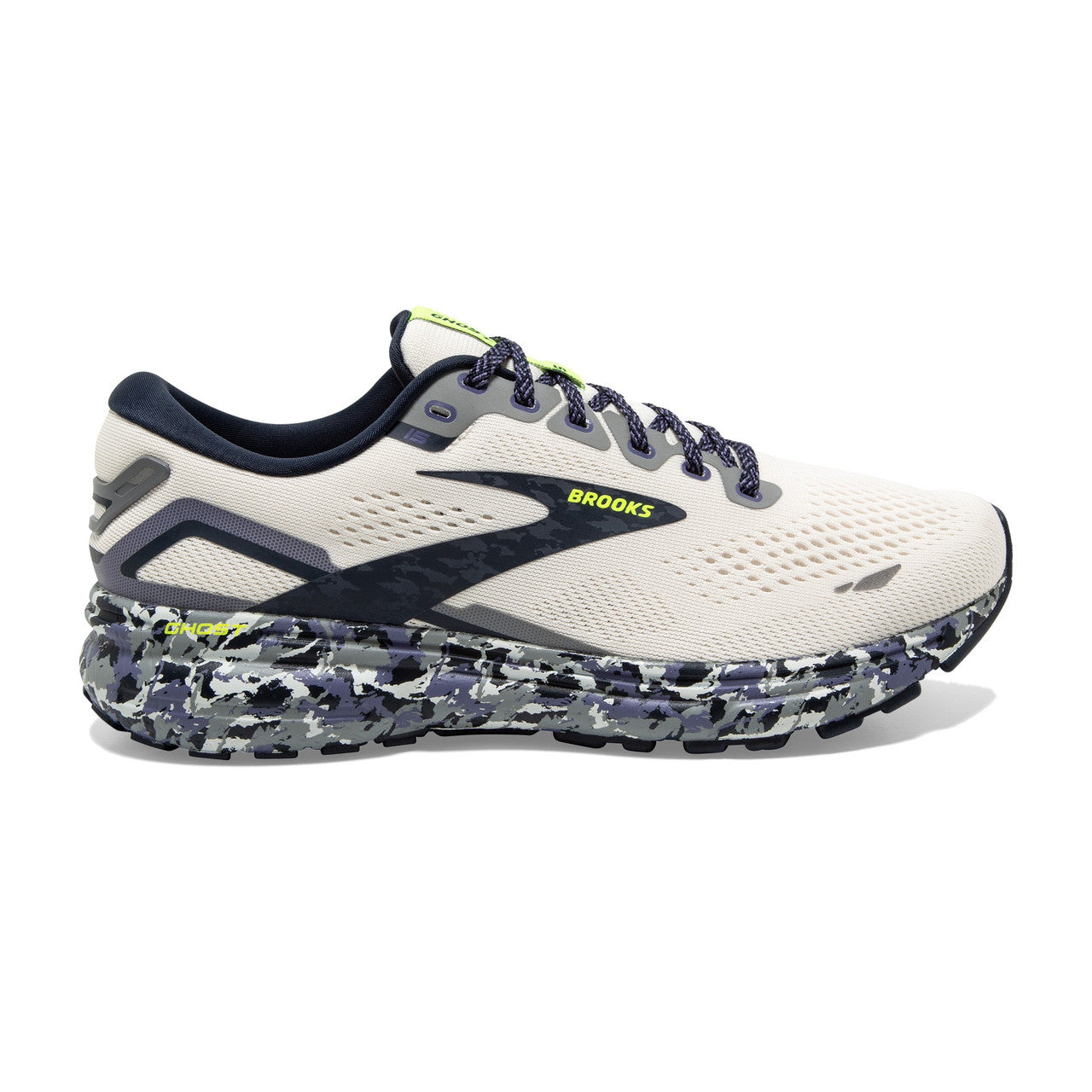 Men's Brooks Ghost 15, WhisperWhite/Eclipse/Nightlife, 11 D Medium