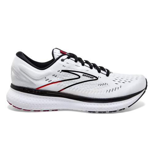 Men's Brooks Glycerin 19, White/Black/Red, 9 D Medium